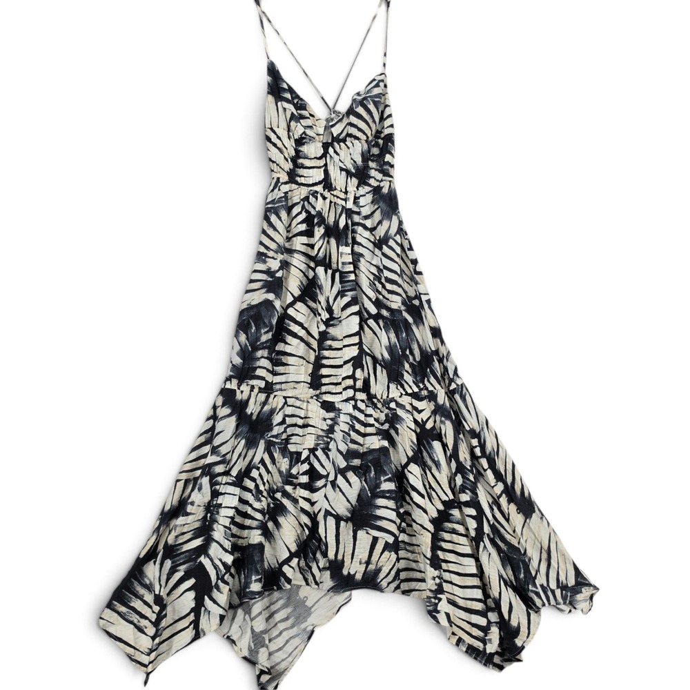 Steve Madden Jackie Palm Print Hanky Hem Maxi Dress XS Tropical Resort NWT